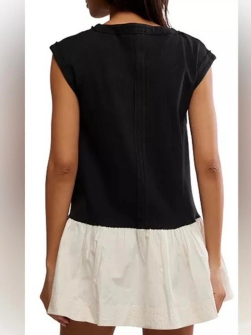 NWT Free People Enya Black and Ivory Mini Dress/Tunic, Size L